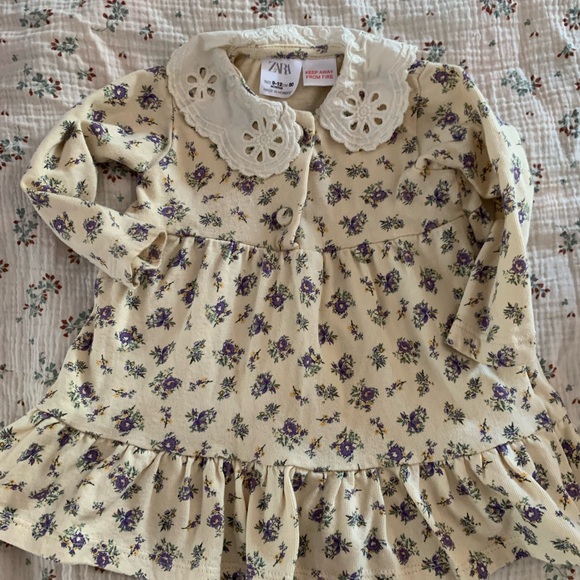 Zara Other - Zara Floral Baby Dress with Lace Collar